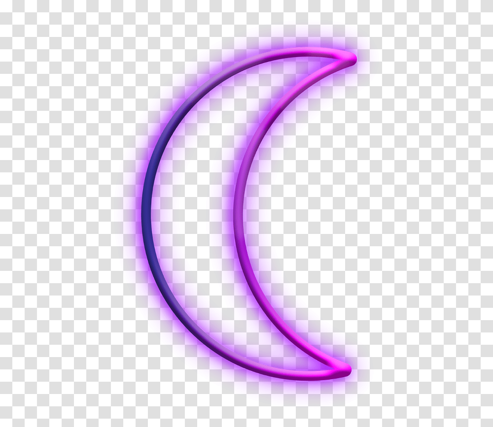 Neon Moon Crescent, Pattern, Purple Transparent Png