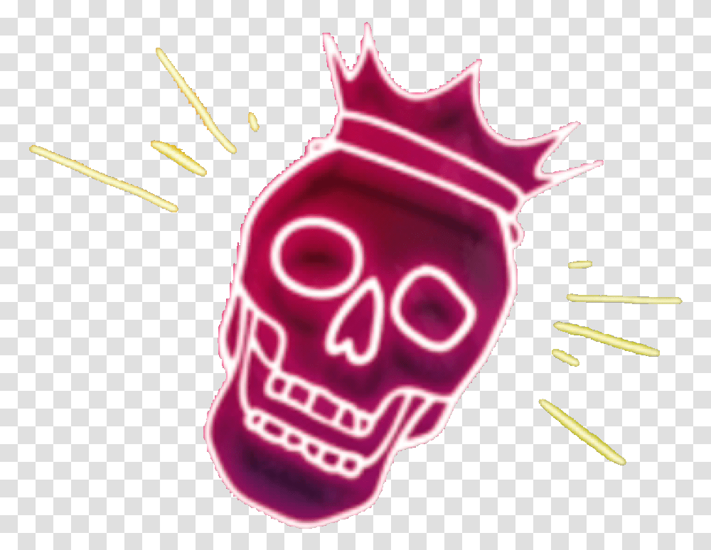Neon Neonskull Neonlight Neonsticker Skull Crown Emblem, Animal, Plant, Outdoors, Food Transparent Png