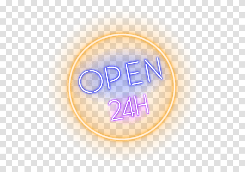 Neon Open 24 Hours Sign Open 24 Hours Logo, Trademark, Light, Label Transparent Png
