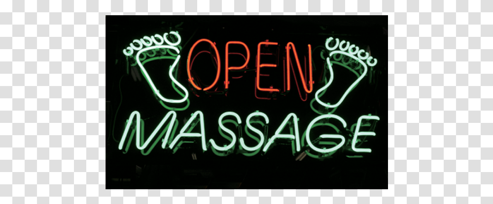 Neon Open Massage Sign Neon Sign, Light, Alphabet, Lighting Transparent Png