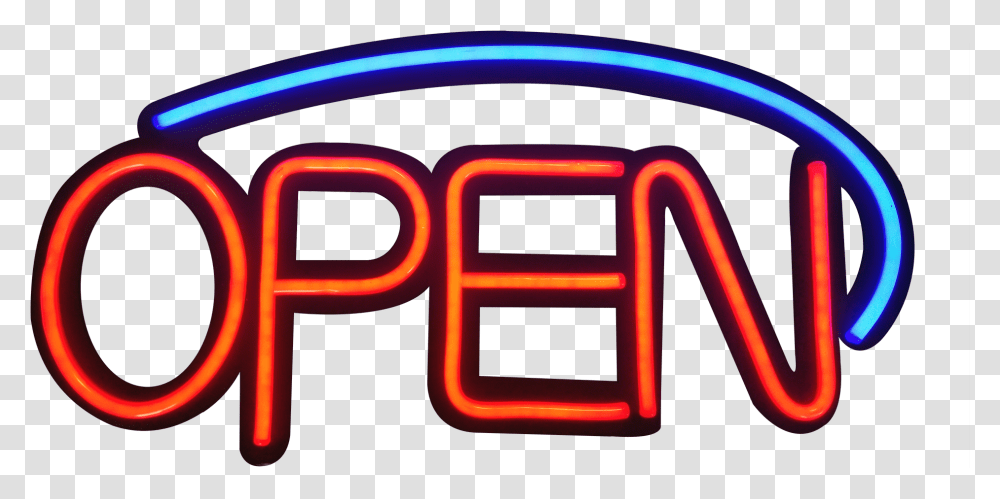 Neon Open Sign Open Sign Clipart, Light Transparent Png