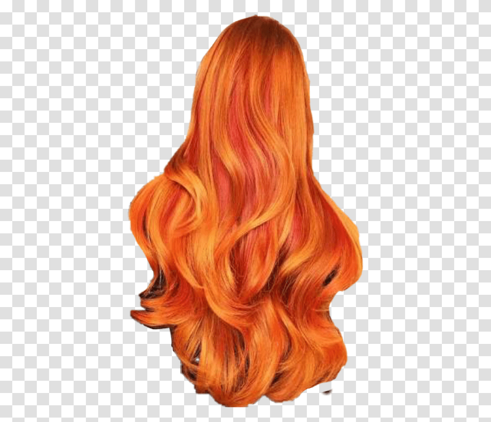 Neon Orange Girls Hair, Wig, Person, Human Transparent Png