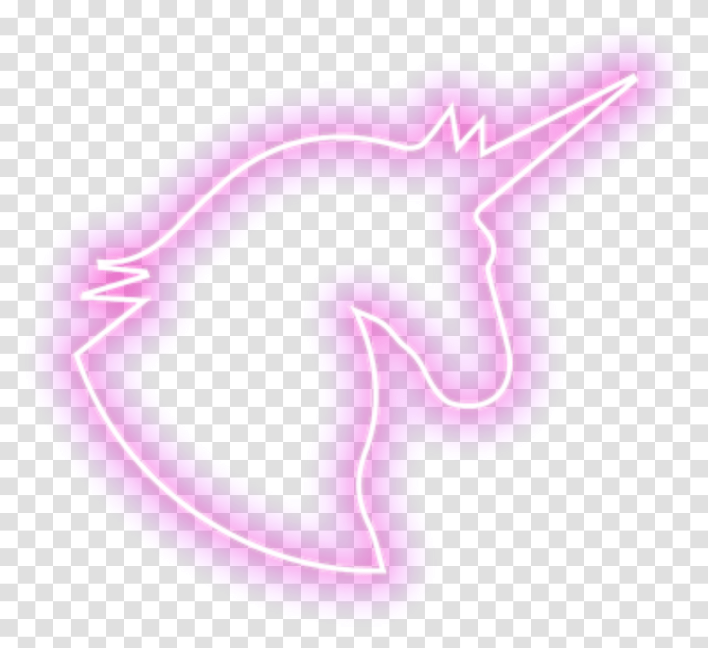 Neon Pink Unicorn Outline Kawaii Kpop, Light, Heart, Purple Transparent Png