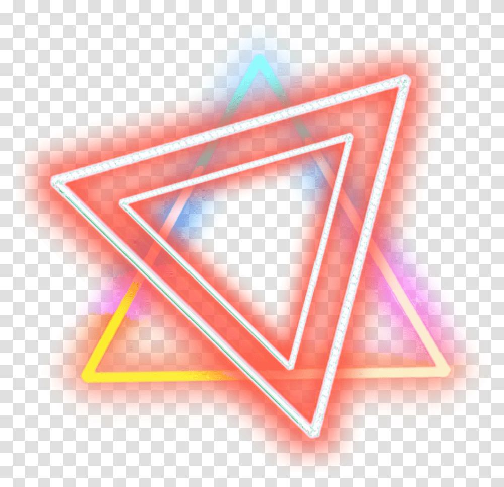 Neon Rainbow Lights Glow Frame Border Effect Triangle Neon Light, Star Symbol, Number Transparent Png