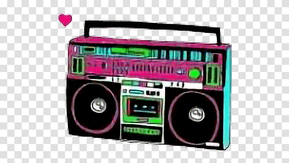Neon Retro Boombox Vintage Stereo Freetoedit Boombox Clipart, Fire Truck, Vehicle, Transportation, Electronics Transparent Png