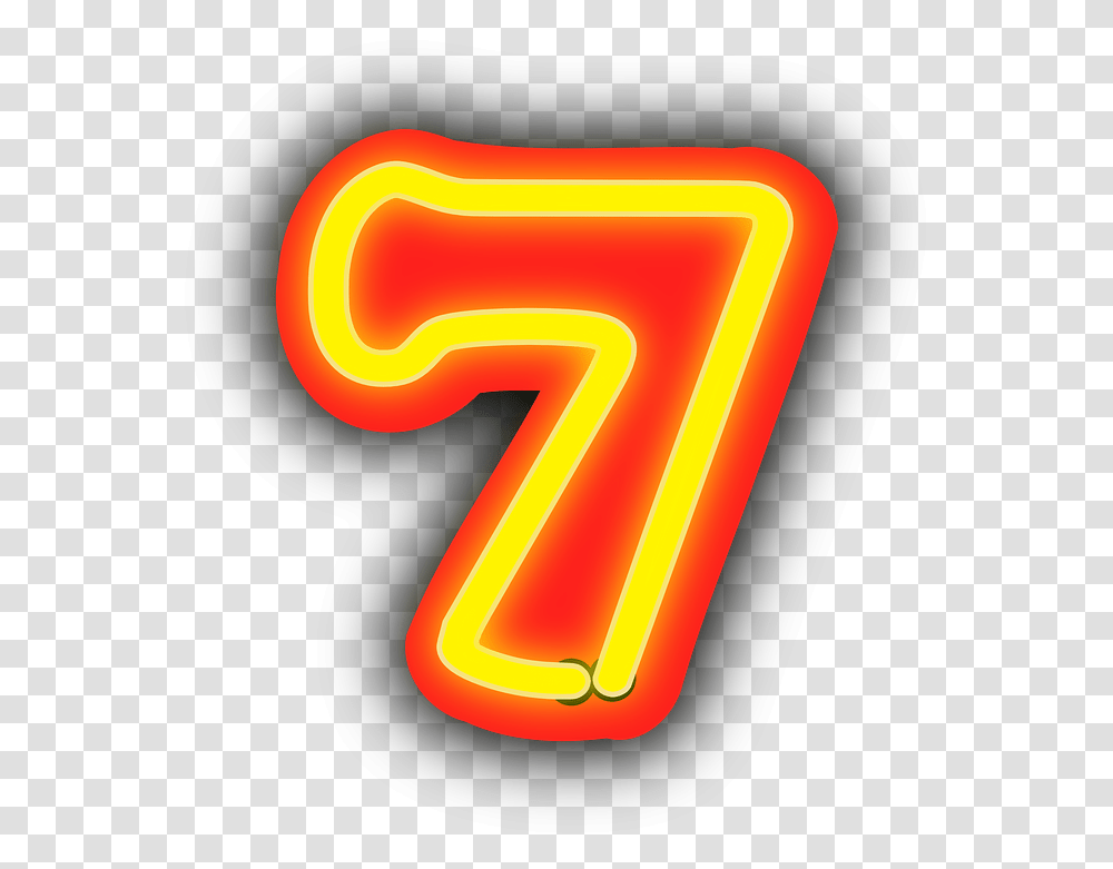 Neon Seven Numbers 7, Symbol, Text, Light, Alphabet Transparent Png