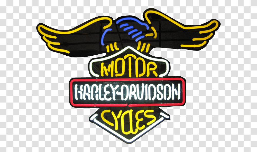 Neon Sign Logo Harley Davidson Motorcycle Sticker Beach, Light, Alphabet, Text, Lighting Transparent Png