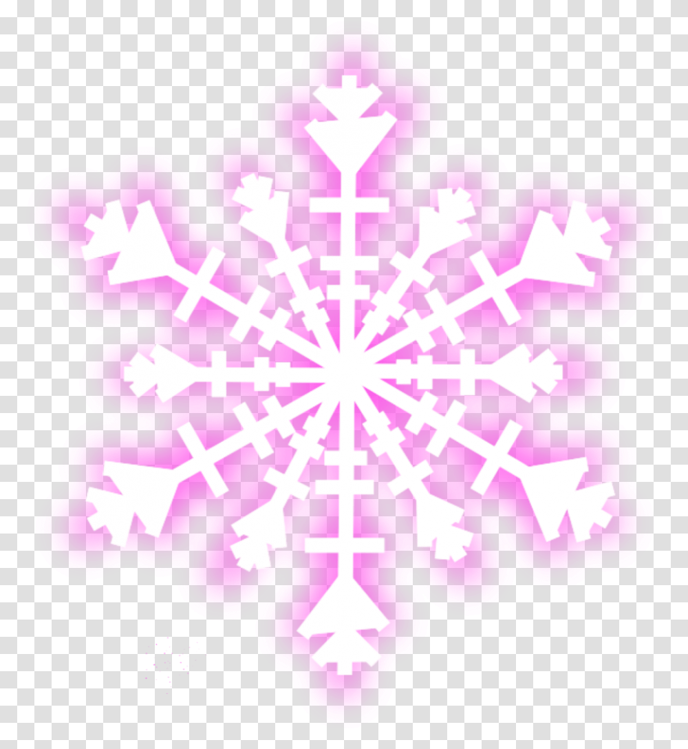 Neon Snow Freetoedit Pink Geometric Lineborder White Snowflake Vector, Pattern, Ornament, Purple, Fractal Transparent Png