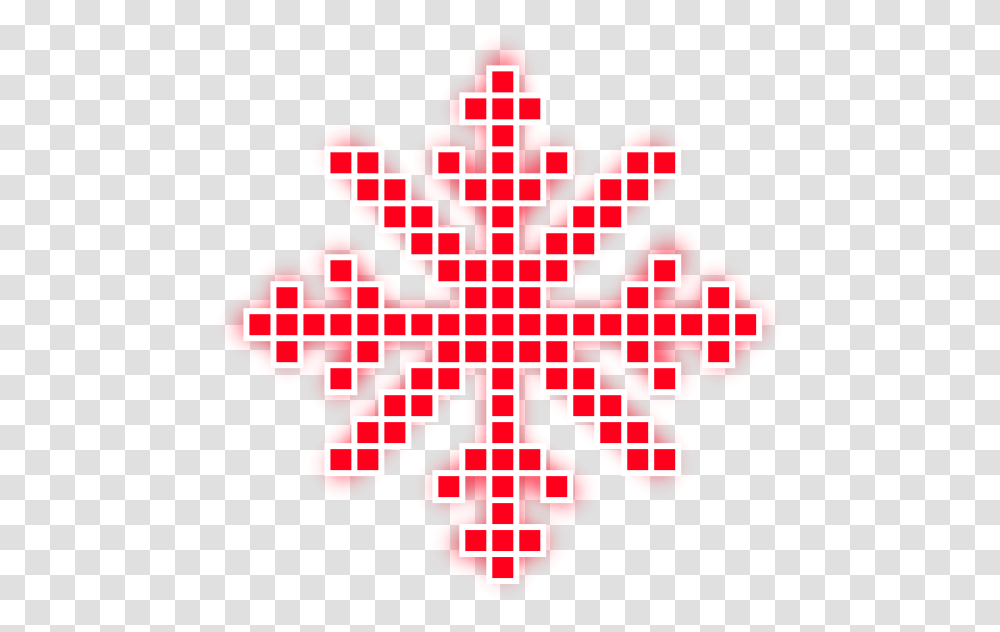 Neon Snow Snowflakes Christmas Snowflake Pixel Red Wint, Symbol Transparent Png