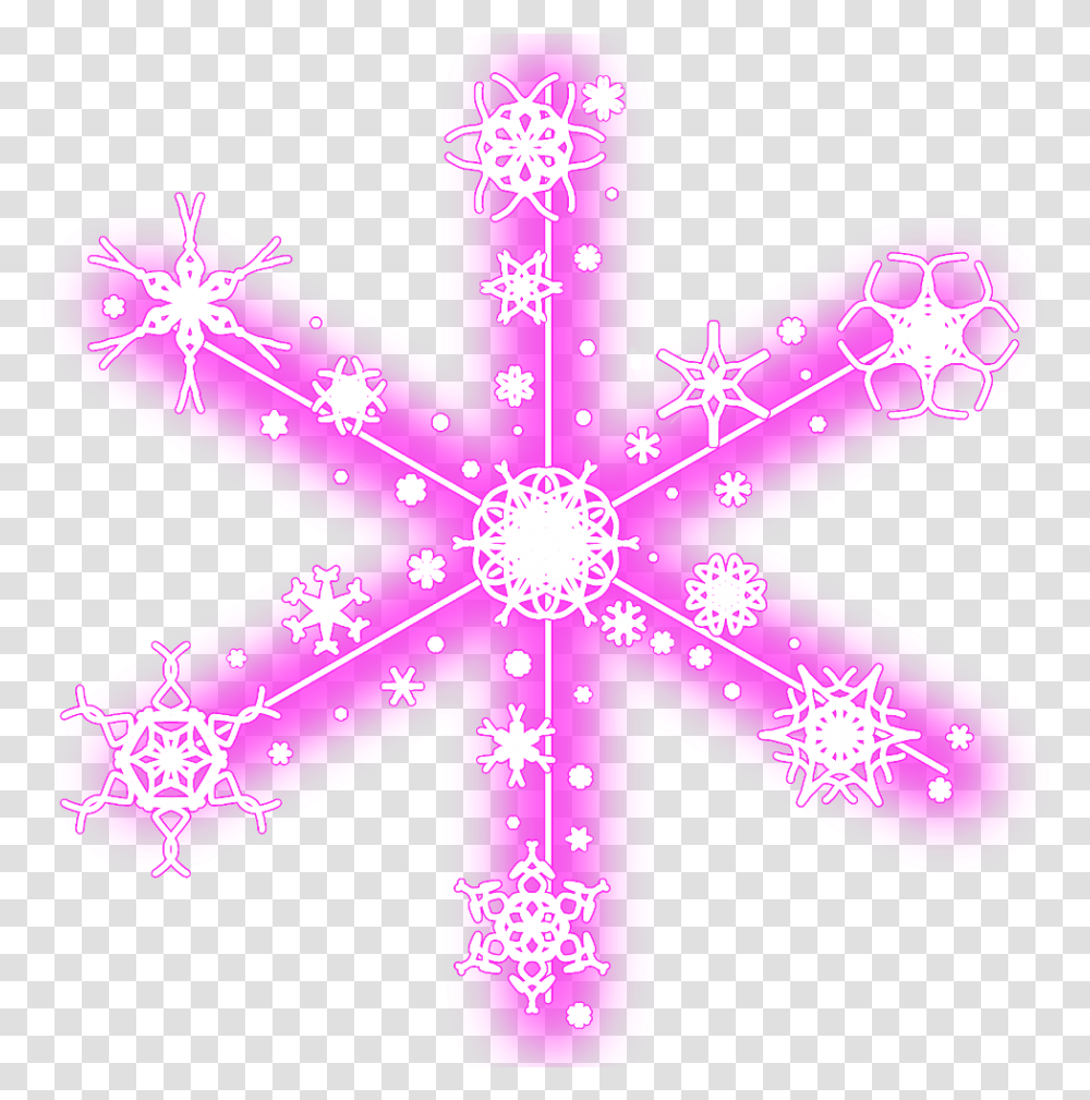 Neon Snow Snowflakes Christmas Snowflake Winter Christmas Snowflakes Snow, Cross, Light Transparent Png