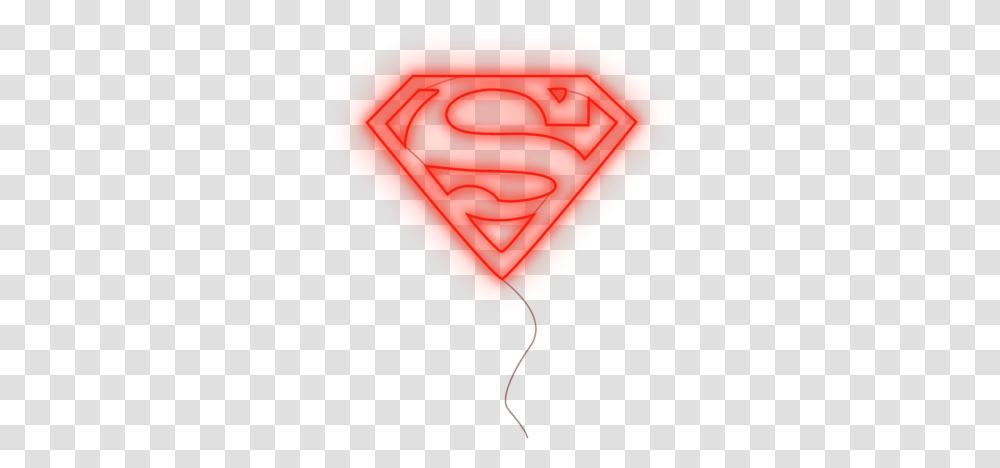 Neon Style Red Light T Superman, Balloon, Plectrum, Heart Transparent Png