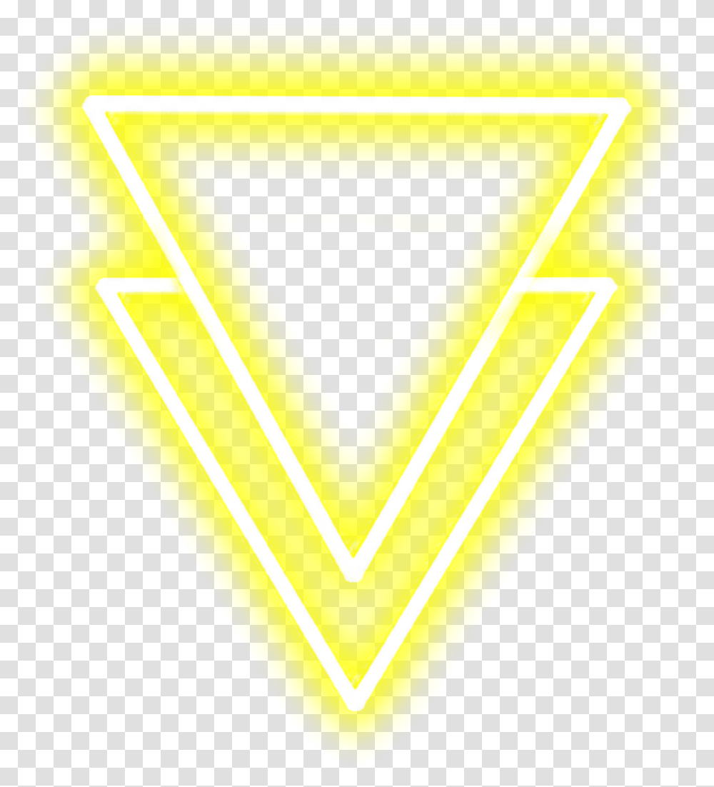 Neon Triangle Yellowneon Neonlights Streetlight, Sign, Sticker, Label Transparent Png