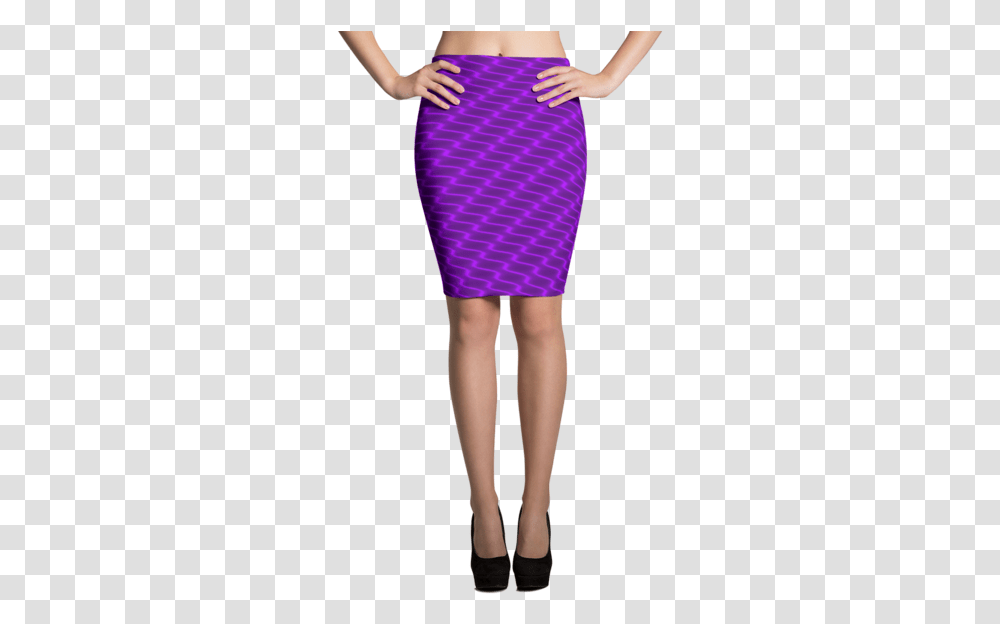 Neon Wavy Lines Purple Pencil Skirt Coding Skirt, Dress, Clothing, Female, Person Transparent Png