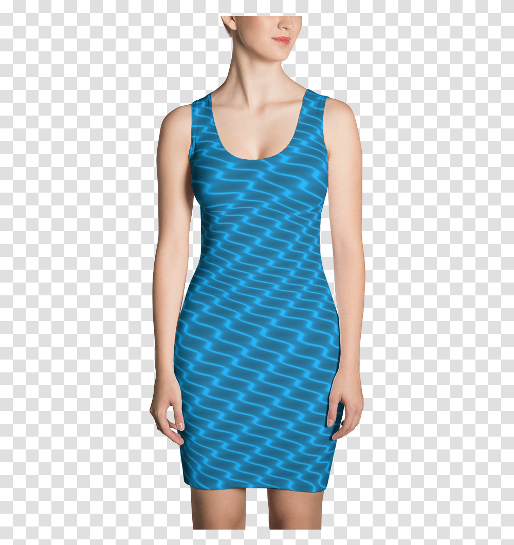 Neon Wavy Lines Turquoise Dress Black Dress With White Pinstripes, Apparel, Person, Human Transparent Png