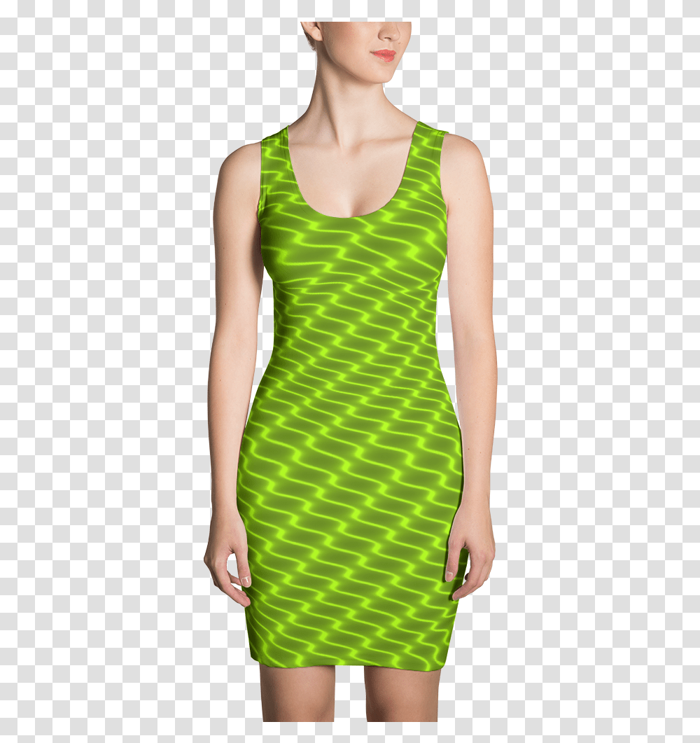 Neon Wavy Lines Yellow Dress Dress, Apparel, Person, Human Transparent Png