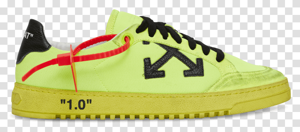 Neon Yellow Off White Sneakers, Shoe, Footwear, Apparel Transparent Png