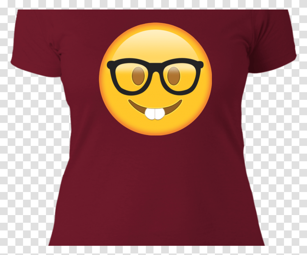 Nerd With Glasses Emoji Shirt Costume Birthday Party Nerd Emoji, Apparel, T-Shirt, Person Transparent Png