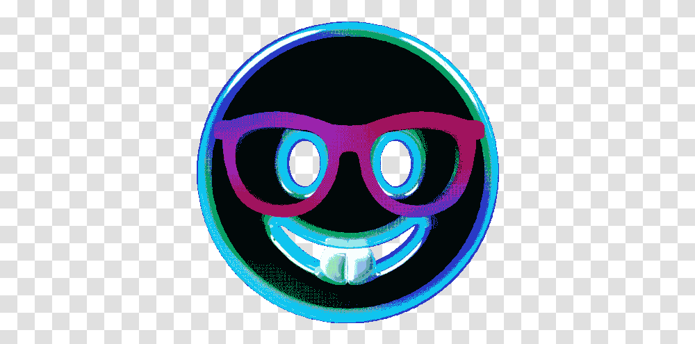 Nerdy Face Emoji Gif Happy, Steering Wheel, Logo, Symbol, Trademark Transparent Png