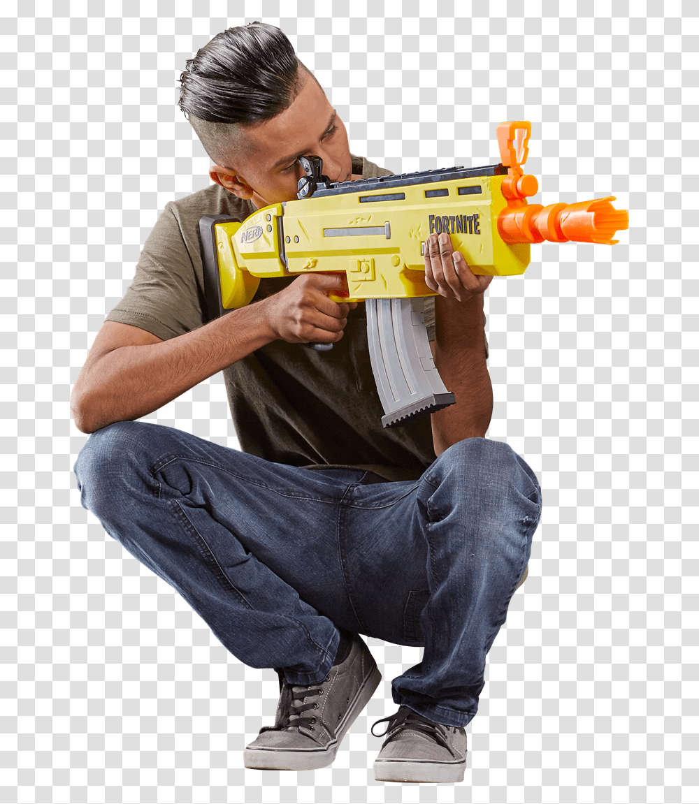 Nerf Fortnite Scar, Person, Gun, Toy Transparent Png