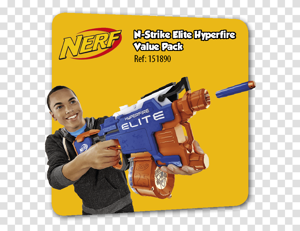 Nerf N Stirke Elite Hyperfire Newest Nerf Gun, Person, Human, Toy, Water Gun Transparent Png