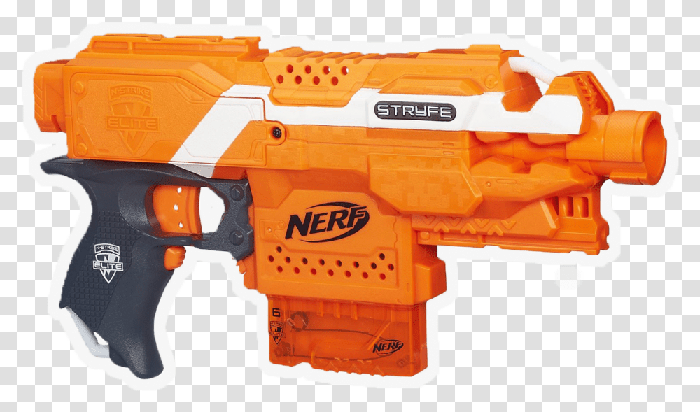 Nerf N Strike Elite Stryfe Blaster 6 Dart Nerf Gun, Toy, Water Gun Transparent Png