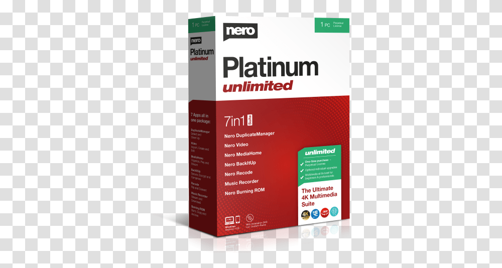 Nero Platinum Unlimited Nero Platinum Unlimited Box, First Aid, Bandage, Flyer, Poster Transparent Png