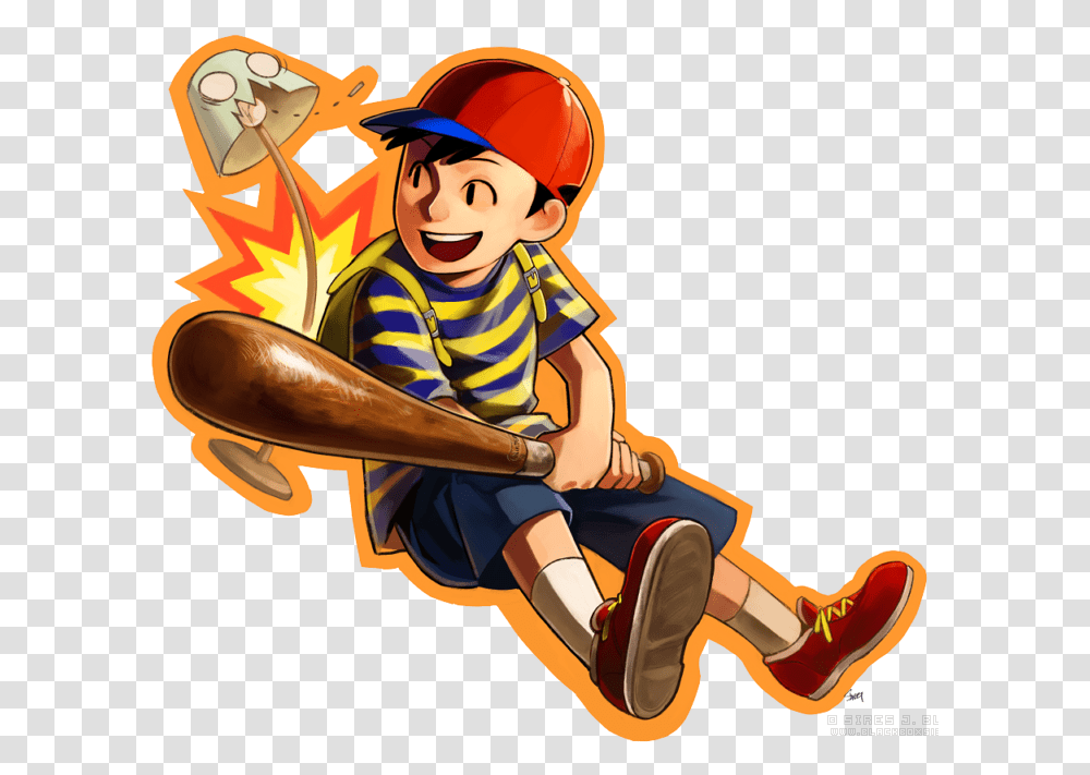 Ness From Earthbound Render Art By Sires Jan Black Cartoon, Person, Human, People, Sport Transparent Png