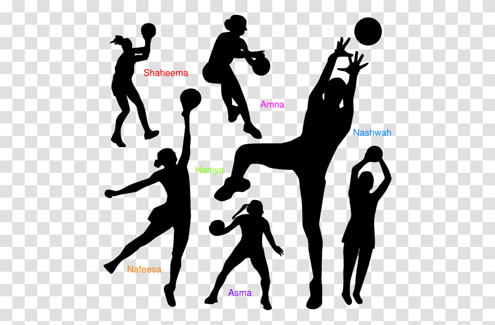 Netball Friends Good Clip Clipart Background Sports, Person, Silhouette, Kicking, Stencil Transparent Png