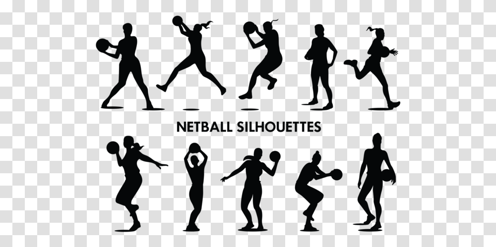 Netball Player Silhouettes Vector Netball Silhouettes, Person, People, Hand Transparent Png
