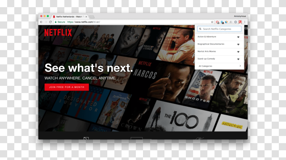 Netflix App Logo Netflix Chrome, Person, Computer, Electronics Transparent Png