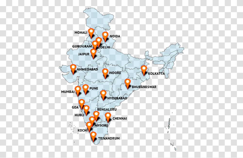 Networks Our Branches In India, Map, Diagram, Plot, Atlas Transparent Png