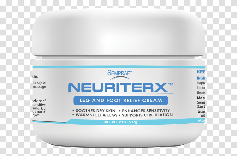 Neuriterx Leg And Foot Relief Cream 2oz Jar Cosmetics, Bottle, Aftershave, Shampoo, Sunscreen Transparent Png
