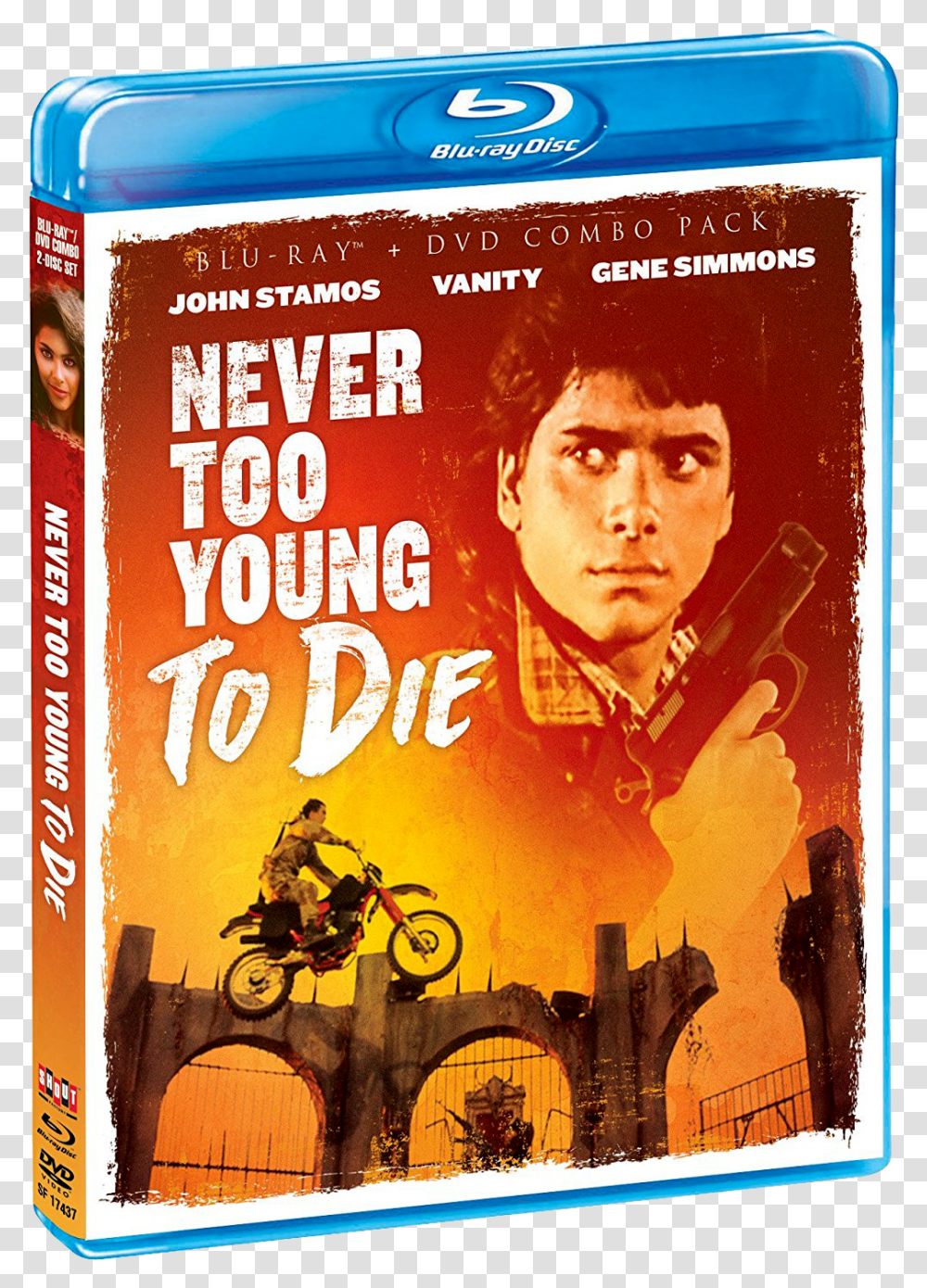 Never Too Young To Die Never Too Young To Die Blu Ray, Poster, Advertisement, Person, Motorcycle Transparent Png