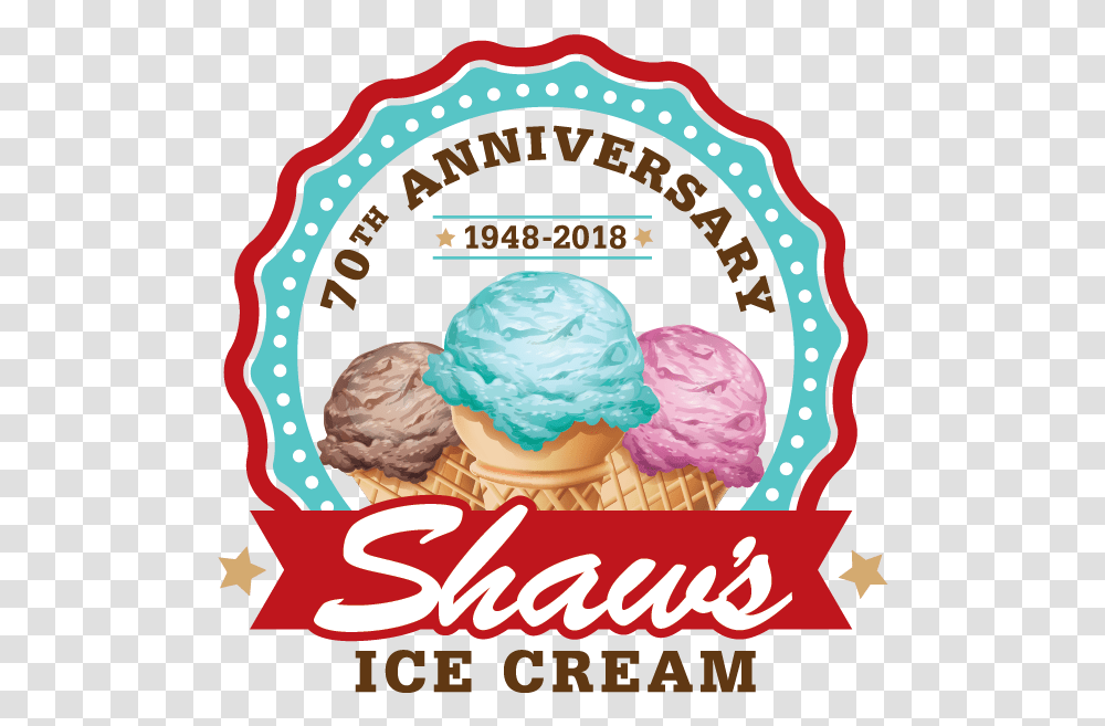 New 70th Anniversary Flavors Logo Ice Cream, Dessert, Food, Creme, Label Transparent Png