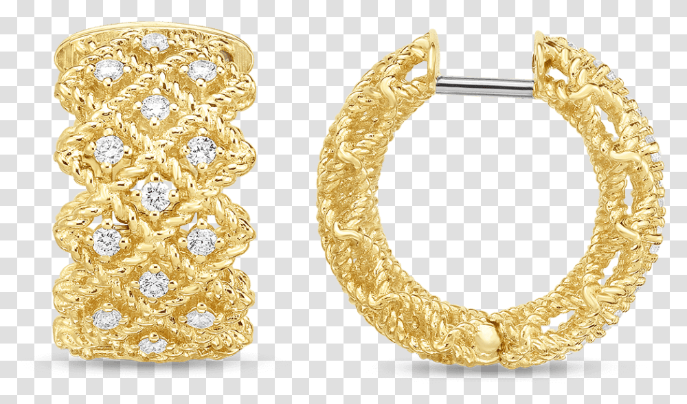 New Barocco 3 Row Hoop Earrings Roberto Coin Earring, Gold, Bracelet, Jewelry, Accessories Transparent Png