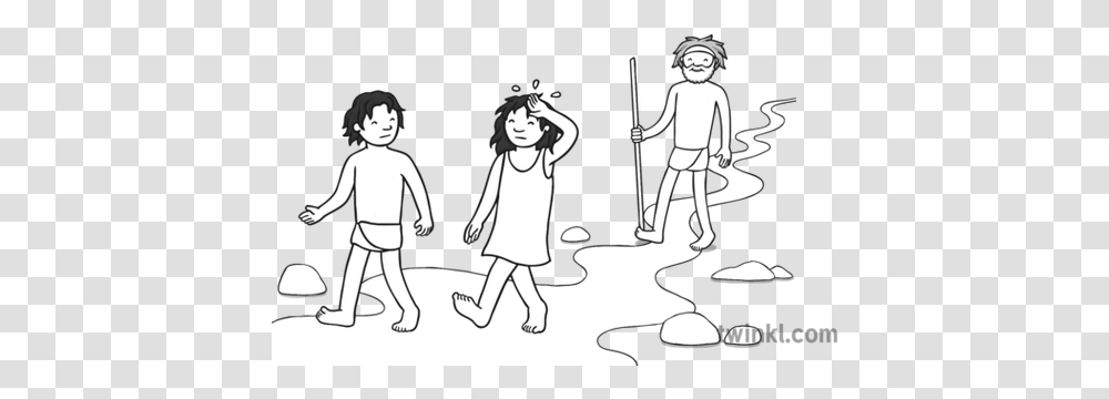 New Beginnings Aboriginal Children And Grandfather Walking Standing, Person, Female, Girl, Duet Transparent Png
