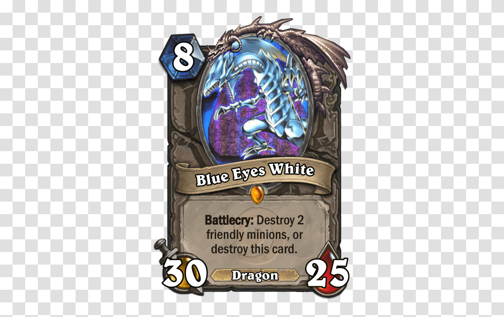 New Card Blue Eyes White Dragon Hearthstone Wow Zappy Boi Memes, Helmet, World Of Warcraft, Pub, Statue Transparent Png