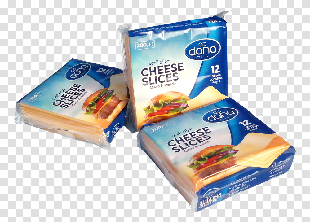 New Dana Cheddar Cheese Slices Come Individually Wrapped Sliced Cheese Packs, Burger, Food, Gum Transparent Png