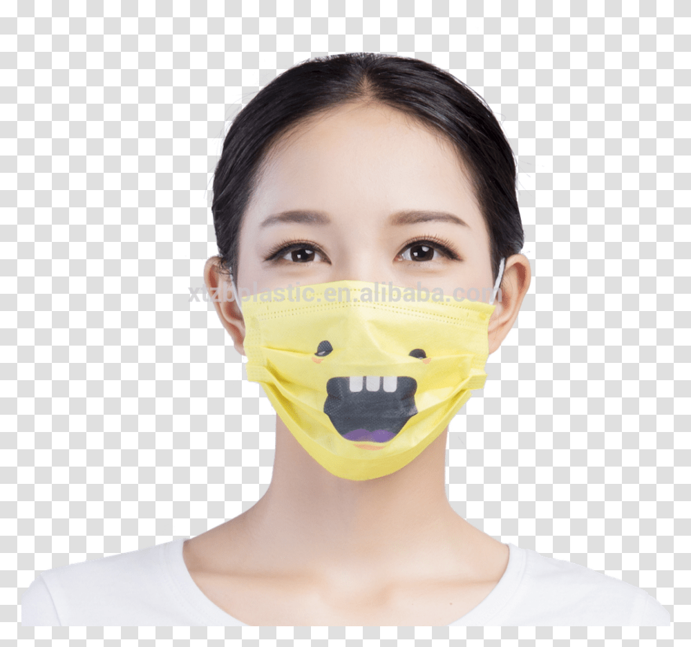 New Design Disposable Medical Funny Dust Mask Printed Mask, Apparel, Head, Person Transparent Png