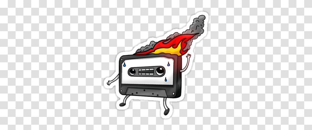 New Dj Mix Mixtape On Fire Cartoon, Electronics, Stereo, Tape Player, Cassette Player Transparent Png