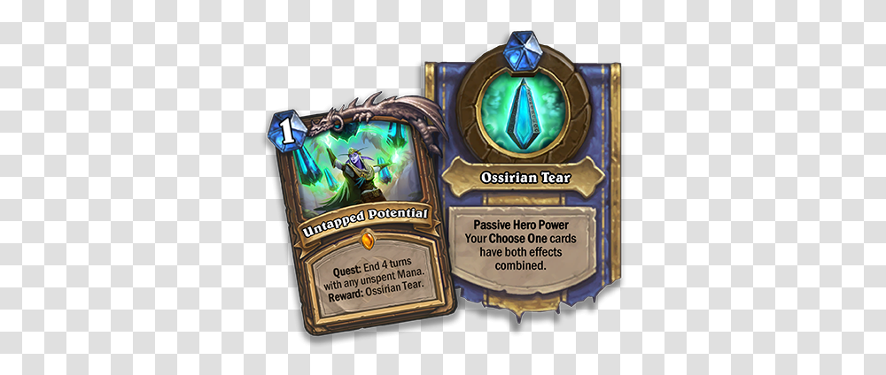 New Druid Legendary Quest Card Untapped Potential Card Hearthstone Ossirian Tear, World Of Warcraft, Liquor, Alcohol, Beverage Transparent Png