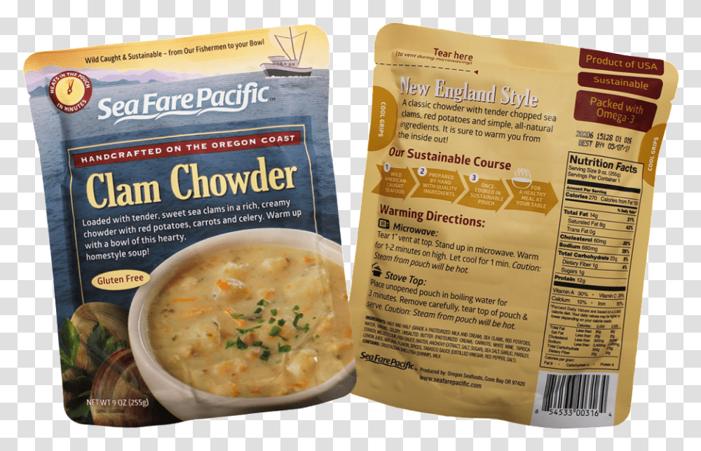 New England Style Clam Chowder Sea Fare Pacific Soup, Bowl, Meal, Food, Menu Transparent Png