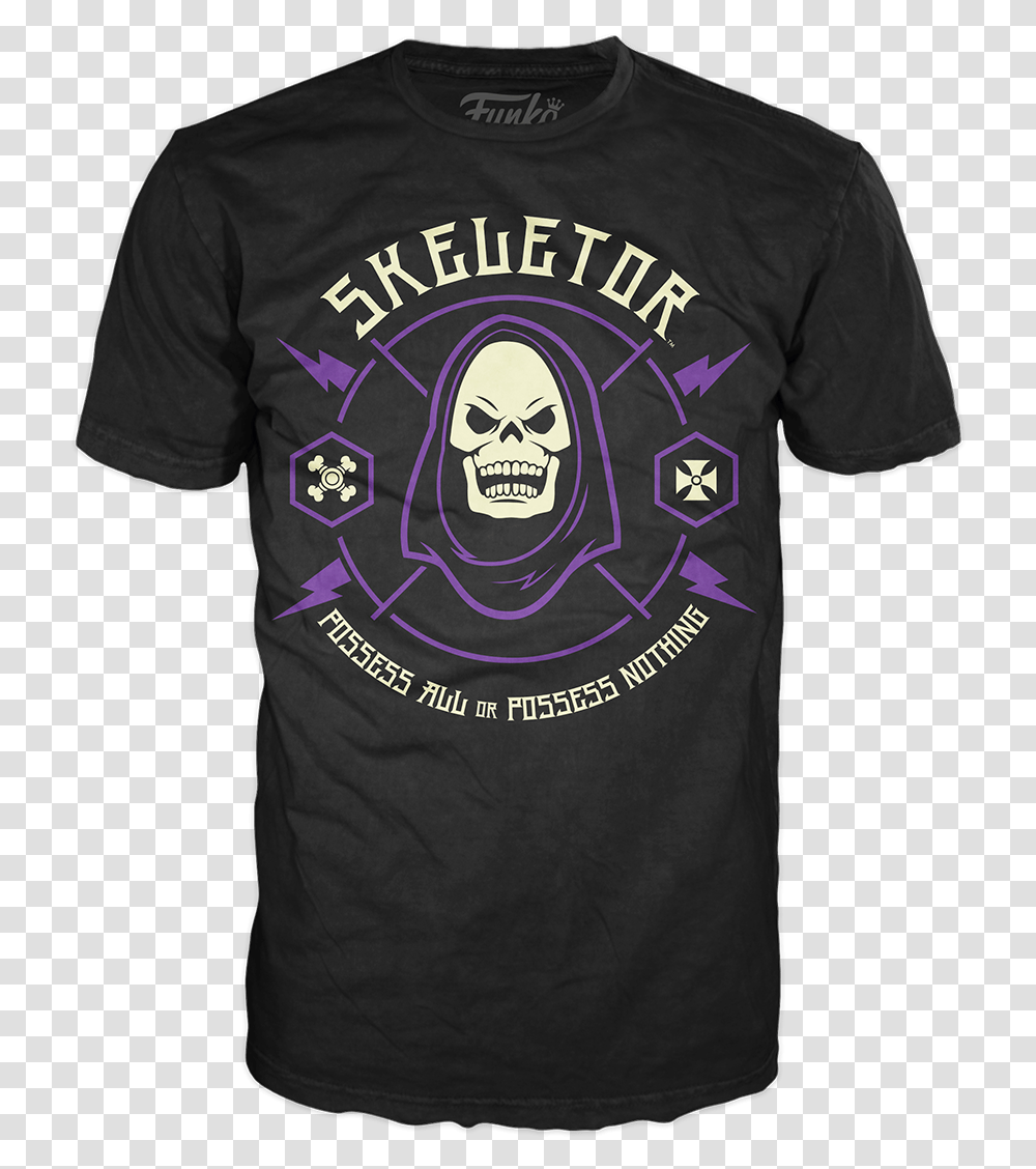 New Funko Shop Exclusives Skeletor Tee And Butterhorn, Clothing, Apparel, T-Shirt, Sleeve Transparent Png