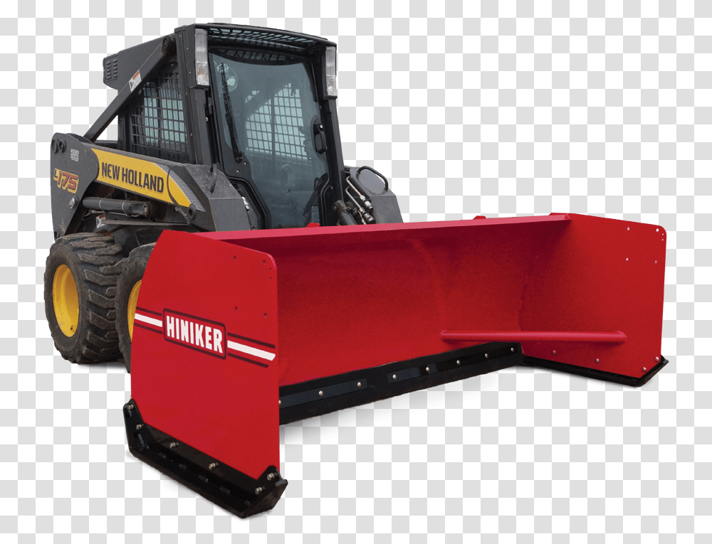 New Holland Skid Steer With Boss Pusher, Tractor, Vehicle, Transportation, Bulldozer Transparent Png