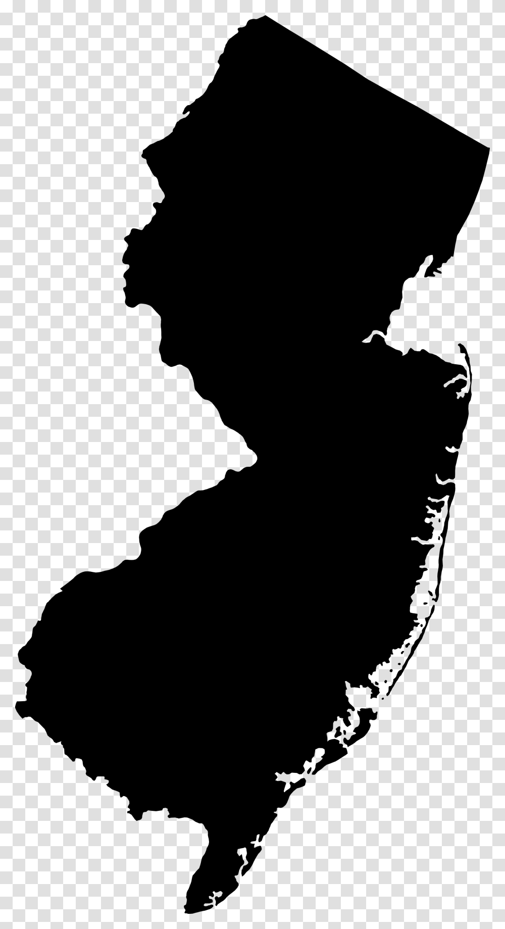 New Jersey Outline Shaded Map New Jersey Map Black, Gray Transparent Png