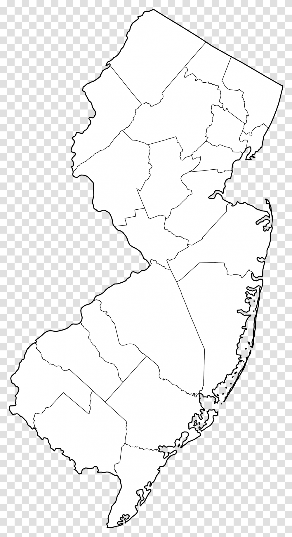 New Jersey With Counties, Map, Diagram, Plot, Atlas Transparent Png