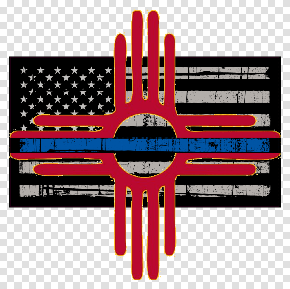 New Mexico Backing The Blue Thin Blue Line Distressed Flag, Emblem, Plan Transparent Png