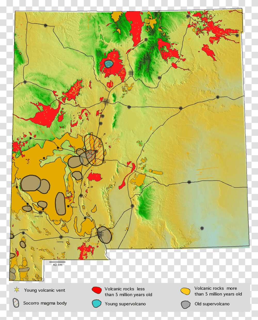 New Mexico Volcanoes Map, Diagram, Plot, Atlas, Painting Transparent Png