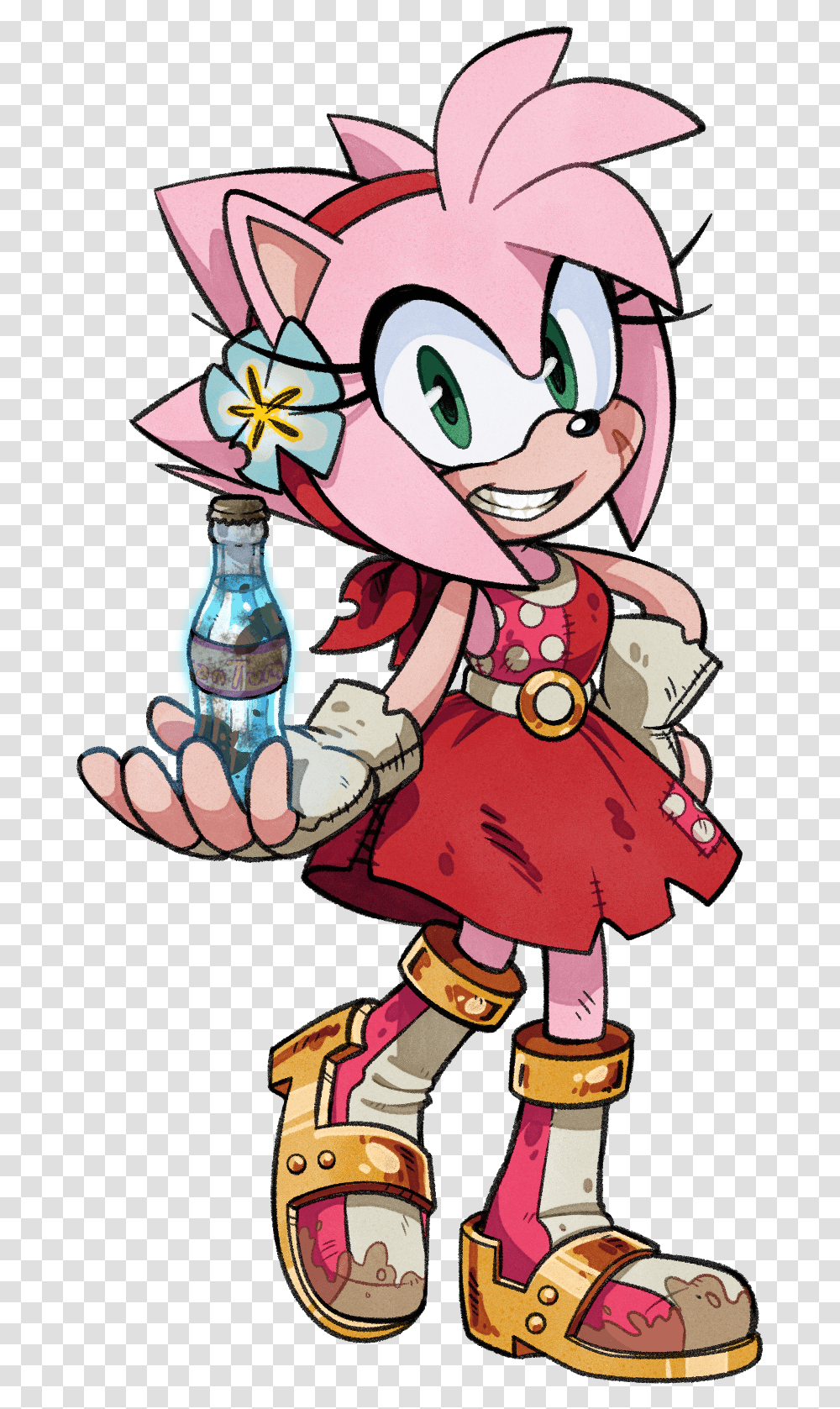 New Mobius Amy Rose Redesign Sonic Fallout New Mobius, Beverage, Drink, Bottle, Comics Transparent Png