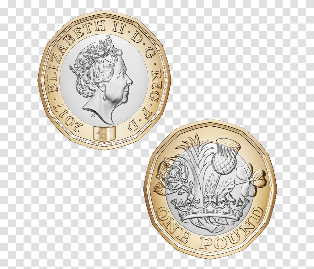 New One Pound Coin Image Financial Pound Coin, Money, Gold, Nickel Transparent Png